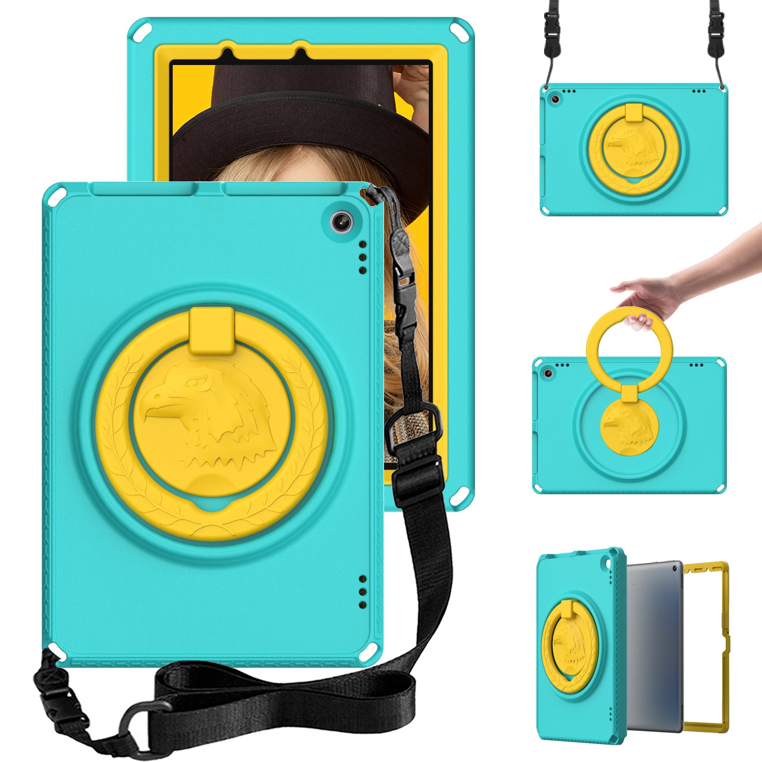 Hard EVA Case for Amazon Fire HD 10 (2021) Protective Cover with Shoulder Strap Screen Film Hard EVA Case for Amazon Fire HD 10 (2021) Protective Cover with Shoulder Strap Screen Film